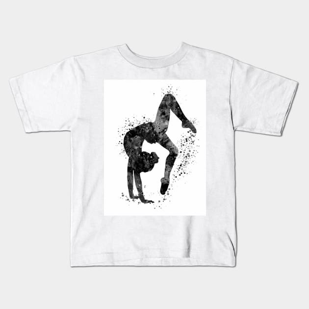 Gymnastics Tumbling Black and White Sports Gift Kids T-Shirt by LotusGifts